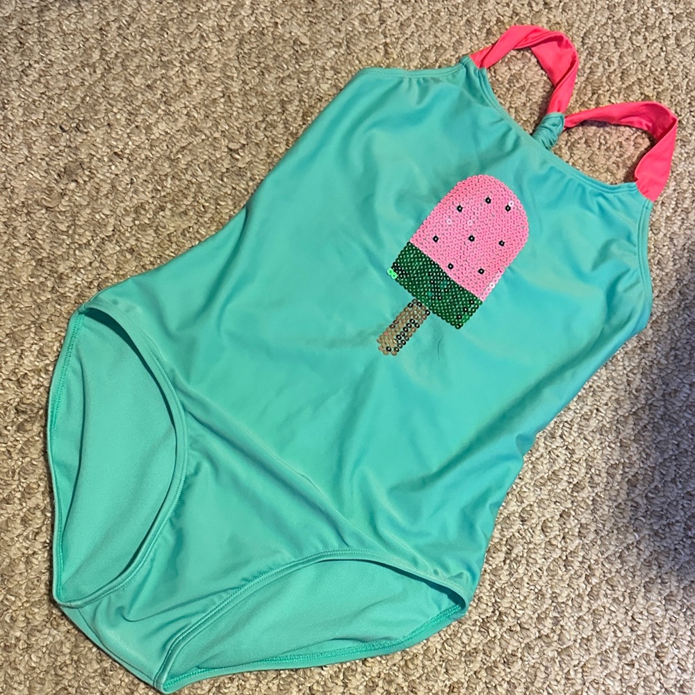 Cat & Jack Kids Swim One Piece in Aqua and Pink
